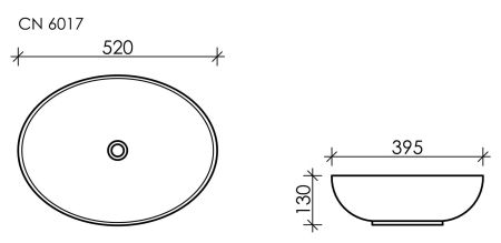 Умывальник чаша накладная овальная (цвет Белый Матовый) Element 520*395*130мм CN6017MW, артикул CN6017MW