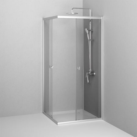 W87G-403-9090-MT Sunny душ огражд квадратн, раздвижн двери 90x90 серебро,стекло прозрачн