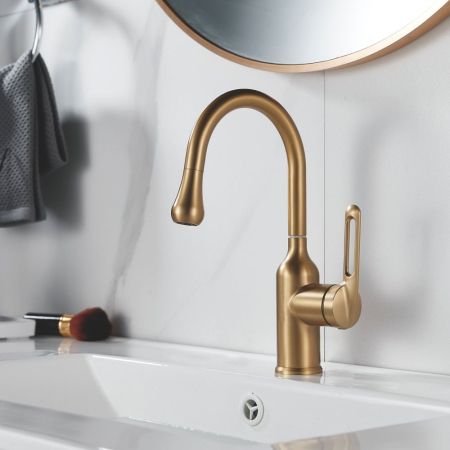 Смеситель для раковины Raffine F101G, золотой сатин, артикул F101G