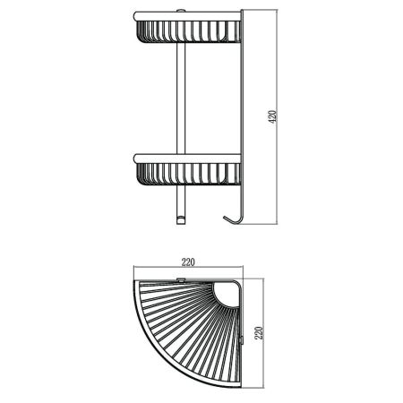 Полка угловая Savol S-005854-2, хром, артикул S-005854-2