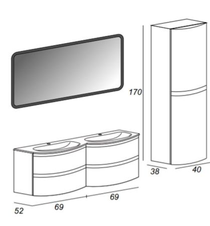 Шкаф пенал Cezares Bellagio 40 54721 подвесной Grafite, артикул 54721