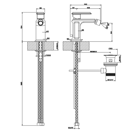 Gessi Eleganza Смеситель для биде на 1 отверстие, с донным клапаном, цвет: золото