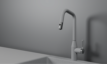 Смеситель для кухни GRANULA с выдвижным изливом и подключением к фильтру (8171, БАЗАЛЬТ)