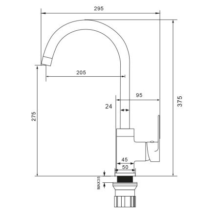 Смеситель для кухни WesnaArt RAY RAY11-110, хром, артикул RAY11-110