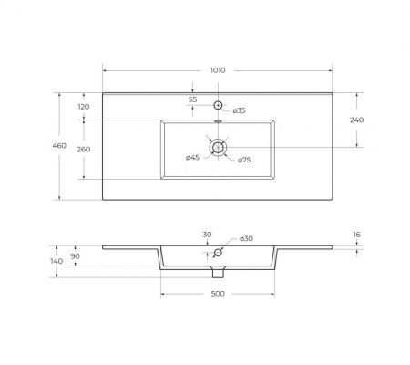 PLANE База под раковину подвесная с двумя выкатными ящиками, Белый глянец, 1000x458x500, PLANE-1000-2C-SO-BL, артикул PLANE-1000-2C-SO-BL
