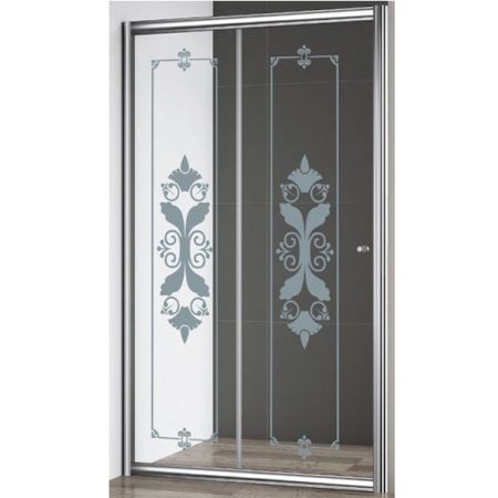 Душевая дверь Cezares Giubileo BF 120 профиль Хром стекло прозрачное с матовым принтом, артикул GIUBILEO-BF-1-120-CP-Cr