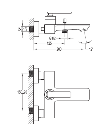 Смеситель для ванны и душа CEZARES CITY-F-VD-01, артикул CITY-F-VD-01