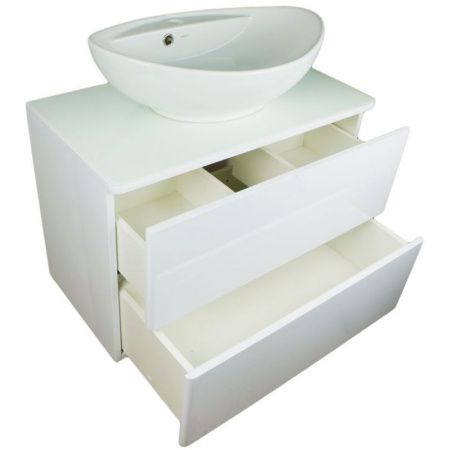 Тумба с раковиной Orange Otto 75 Ot-75TuGLASS+G60 Белая Тумба с раковиной Orange Otto 75 Ot-75TuGLASS+G60 Белая