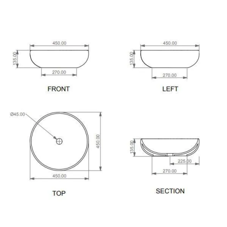 Раковина GSG Easy 45 бетон матовый