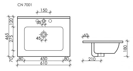 Раковина накладная Element 610x465x180мм, черный матовый