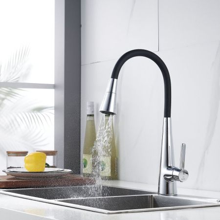 Смеситель для кухни с гибким изливом и режимом "душ" Rose R213, хром