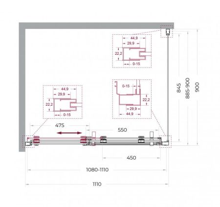 MARINO-2-AH-1-140/90-C-GM Душевой уголок, артикул MARINO-2-AH-1-140/90-C-GM