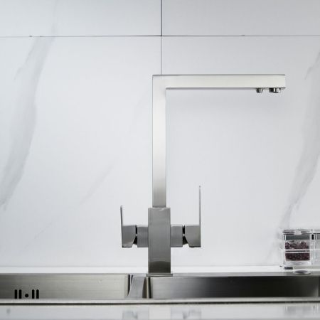 Смеситель для кухни с подключением фильтра Shevanik S148L, сатин, артикул S148L