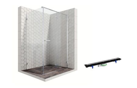 Душевой уголок Ambassador Abner 10011104R-PR2, прямоугольный, линейный трап, 120х90, артикул 10011104R-PR2