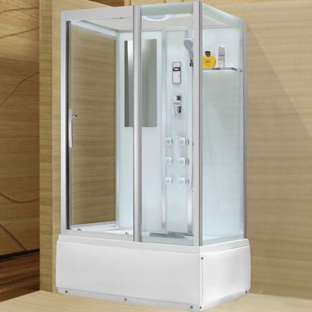 Душевая кабина Black&White Galaxy G5508 с гидромассажем профиль Серебристый хром задняя стенка Белая