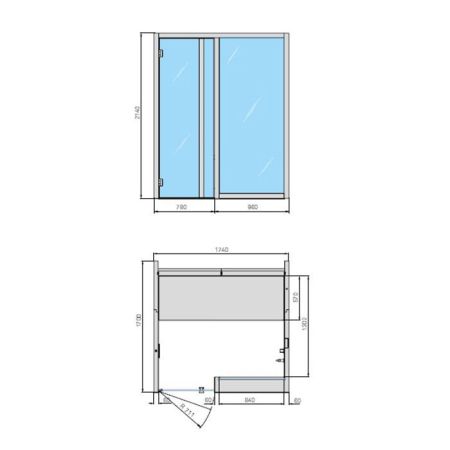 Effegibi Yoku H Glass Хаммам 174x170h214см, в нишу, цвет: осина термообработанная/Calacatta Gold Extra, артикул YO 50 11 0001