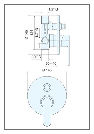 Emmevi Nefer, встраиваемый смеситель для душа на 2 выхода, с дивертером, цвет хром, артикул 77019CR