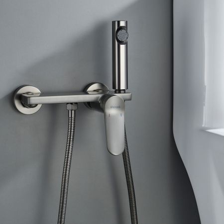 Гигиенический душ со смесителем Shevanik S4305T-1, оружейная сталь