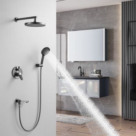 Душевая система встраиваемая Shevanik S4335T, оружейная сталь