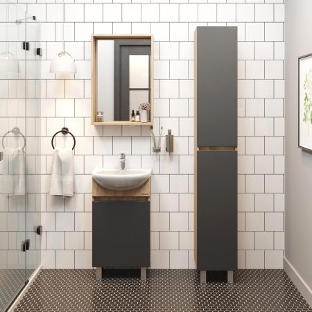 Тумба Onika Милтон 45 напольная, серая/дуб сонома (ум.Уют 45), артикул 104512