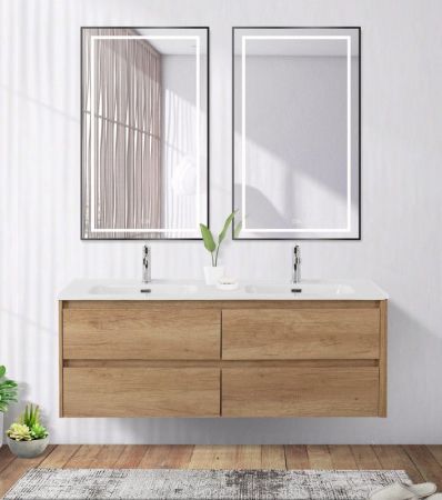 Зеркало в алюминиевой раме со встроенным светильником, сенсорным выключателем и подогревом, SPC-KRAFT-600-800-LED-TCH-WARM-NERO, 600x32x800 мм, артикул SPC-KRAFT-600-800-LED-TCH-WARM-NERO