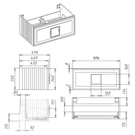 Тумба под раковину подвесная La Fenice Cubo FNC-01-CUB-C-100, бежевая, артикул FNC-01-CUB-C-100