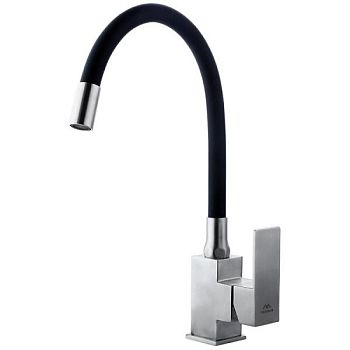 Смеситель для кухни с гибким изливом FASHUN A54302-7, сатин/черный