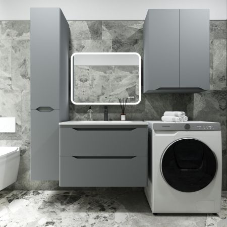 Тумба подвесная "Марелла 80" (2 ящ.) Люкс антискрейтч серый, PLUS, артикул СС-00002412