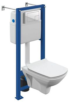 Комплект Cersanit  CARINA XL CO DPL EO slim инсталляция VECTOR кнопка CORNER пластик белый (64119)