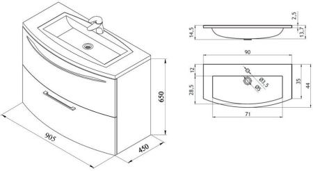 Тумба под раковину De Aqua Лонг 90 белый Тумба под раковину De Aqua Лонг 90 белый