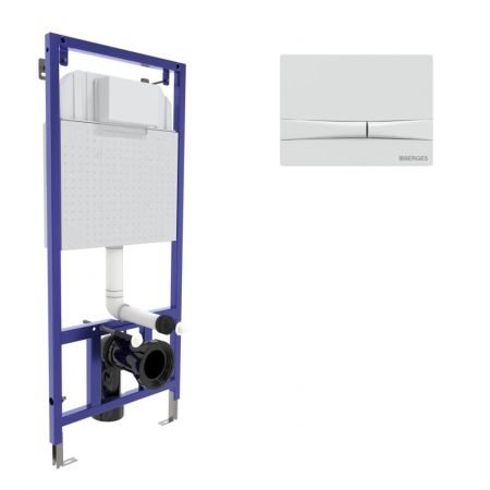 Инсталляция BERGES для скрытого монтажа унитаза NOVUM кнопка F1 белая, артикул 040250