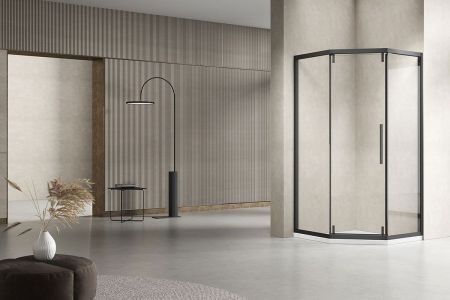 Душевой уголок Show VSP1-4SH100CLB, 1000*1000, черный, стекло прозрачное, артикул VSP1-4SH100CLB