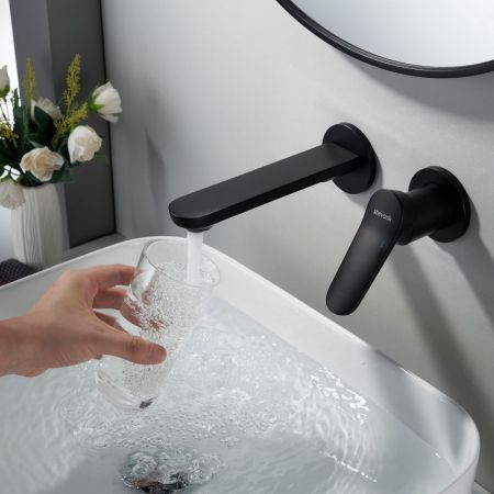 Смеситель для раковины встраиваемый Shevanik S4341H, черный