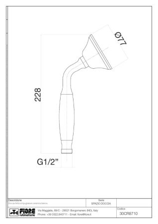 Fiore Shower, 1-режимный круглый ручной душ c керамической накладкой, цвет бронза, артикул 30ZZ8710