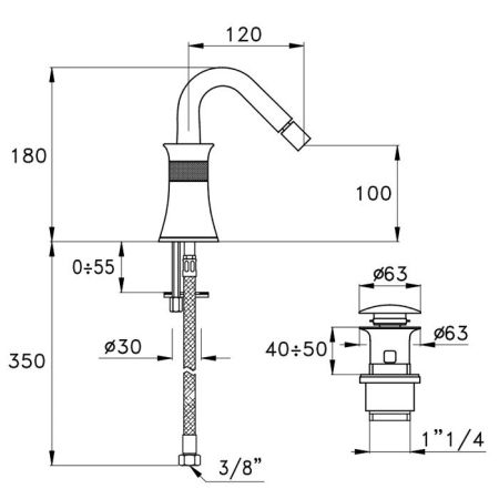 Stella 130 Смеситель для биде на 1 отверстие 3602DL, цвет: хром, артикул CT 00302 CR00
