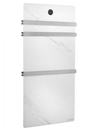 Полотенцесушитель электрический с греющей плитой Белый мрамор WONZON & WOGHAND, Брашированный никель (WW-A503-BR), артикул WW-A503-BR