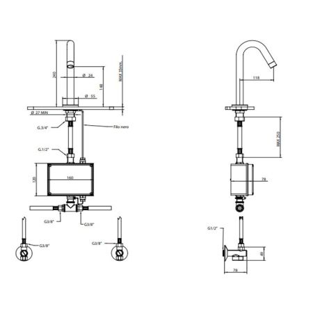 Bongio Elettronici Сенсорный смеситель для раковины, цвет белый матовый