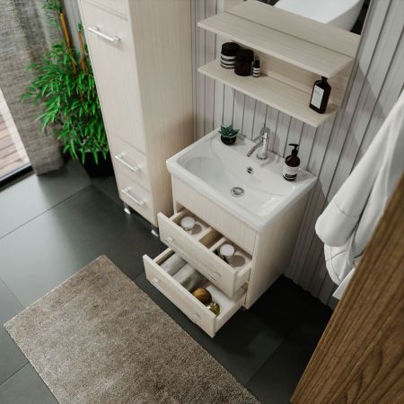 Тумба под раковину напольная Бриклаер ЧИЛИ светлая лиственница , 55 см, артикул 4627125414985