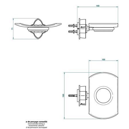 THG PETALE DE CRISTAL BLEU Мыльница стеклянная, подвесная, цвет полированное золото, артикул U6B-F01-500