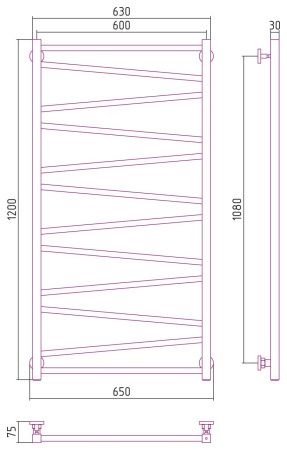 Полотенцесушитель водяной Сирокко 1200х600 (САТИН)