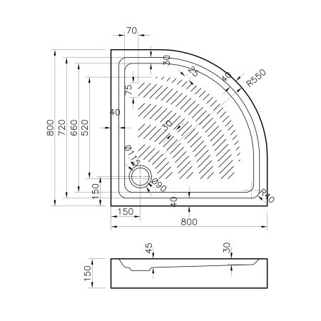 Акриловый душевой поддон Lavinia Boho Rock 37071800, полукруглый, 80 х 80 см, артикул 37071800