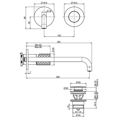Fima Carlo Frattini Spillo Tech Cмеситель для раковины, встраиваемый, излив: 25.9см., цвет: хром