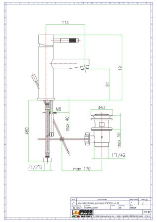 Fiore Xenon, однорычажный смеситель для раковины с донным клапаном, цвет хром, артикул 44CR5271