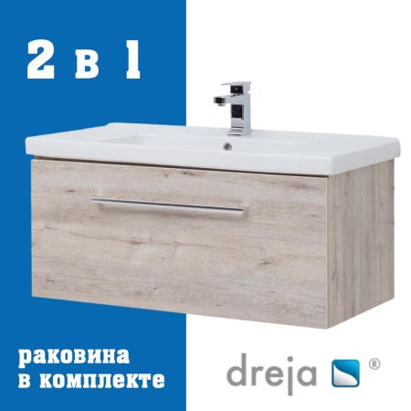 Тумба с раковиной подвесная Dreja Big Inn 80 см, дуб кантри, артикул 77-0204D-com