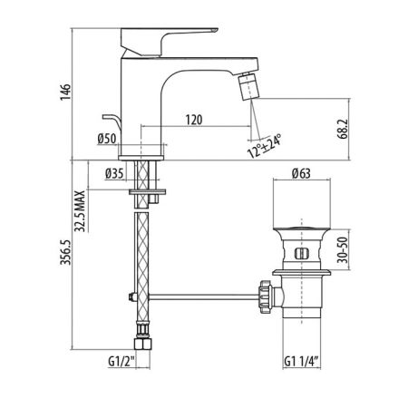 Gattoni H2omix3000 Смеситель для биде с донным клапаном, цвет хром, артикул 3055/30C0cr