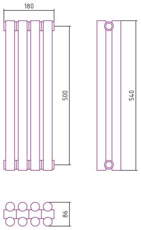 Отопительный радиатор ЭСТЕТ-11 н/ж 500х180 / 4 сек (Матовая ШАМПАНЬ)