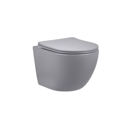 Унитаз подвесной Globo VT1-14SMG безободковый, цвет матовый серый, ультратонкое сиденье soft-close, артикул VT1-14SMG