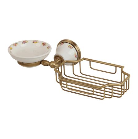 PROVANCE Мыльница с корзинкой настенная, керамика с декором/бронза, артикул 17629