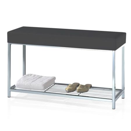 Decor Walther DW 67 Скамья с полочкой 90x30x52см, цвет: хром / черный, артикул 0503305