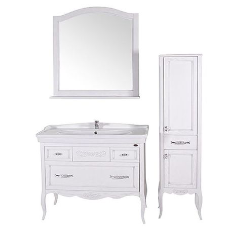 Шкаф пенал ASB-Woodline Модерн 40 Белый патина серебро